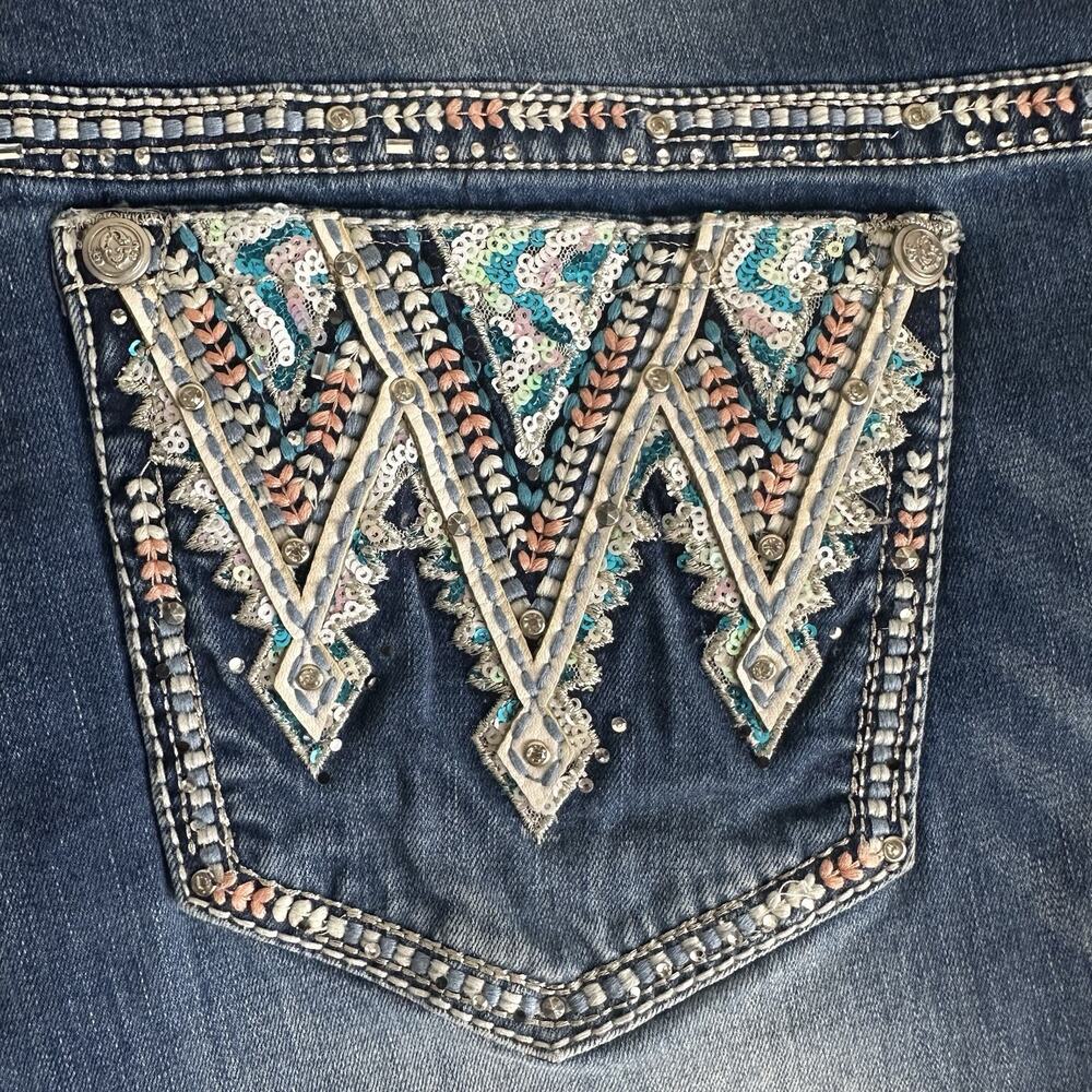 Grace In LA Plus Size P Straight Dark Wash Jeans Aztec Sequins Pockets Size 19 - Picture 11 of 16